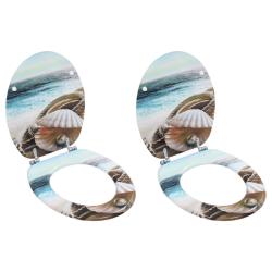 Si&egrave;ges WC lot de 2 avec couvercles MDF Coquille