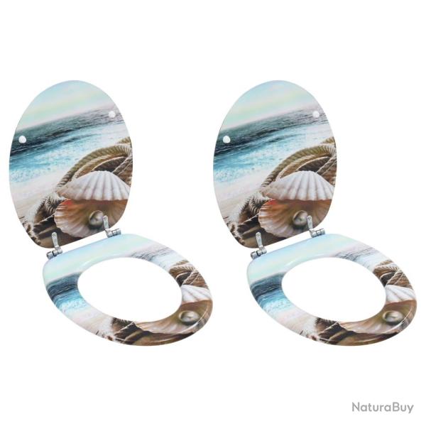 Si�ges WC lot de 2 avec couvercles MDF Coquille