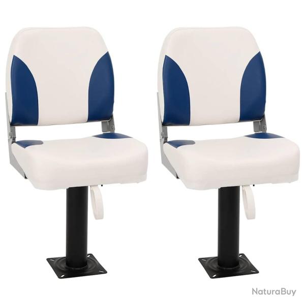 Ensemble de si�ges de bateau pliables 4 pcs bleu et blanc