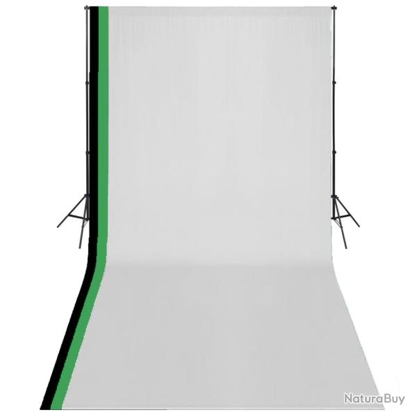 Kit de studio photo et 3 toiles de fond r�glables Coton 3x6 m