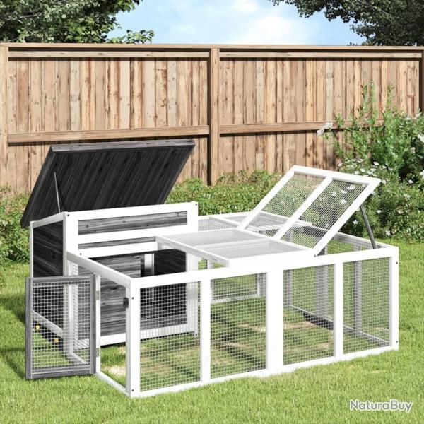 Clapier gris 144x123x67,5 cm bois de pin massif