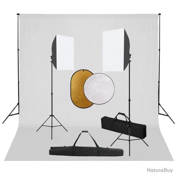 Kit de studio photo bo�tes � lumi�re toile de fond r�flecteur