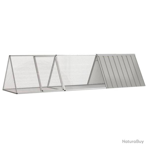 Cage pour lapin Gris 302,5x80,5x71 cm Acier galvanis�