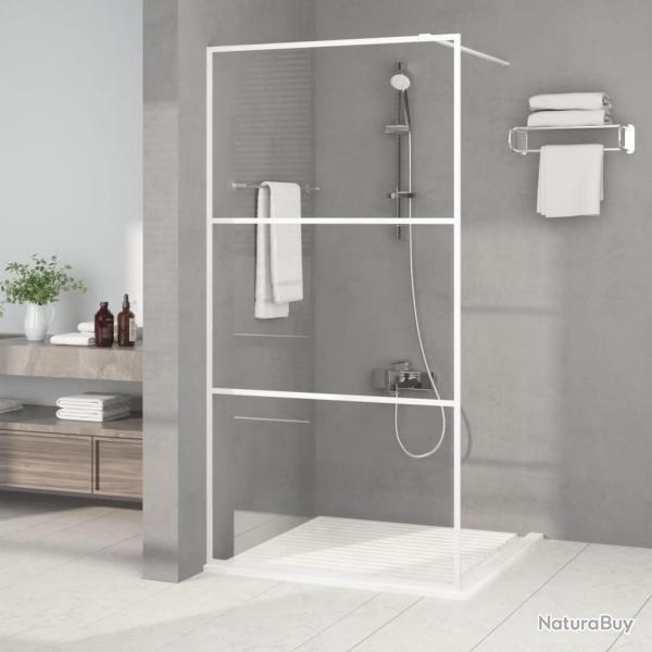 Paroi de douche Blanc 100x195 cm Verre ESG transparent