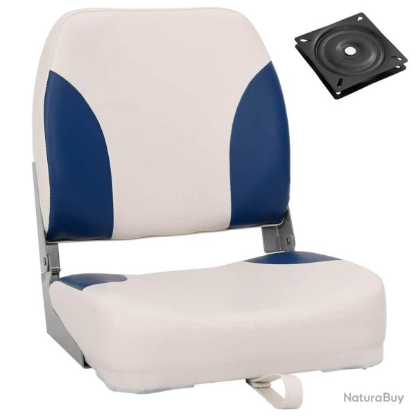 Ensemble de si�ges de bateau pliables 2 pcs oreiller bleu blanc