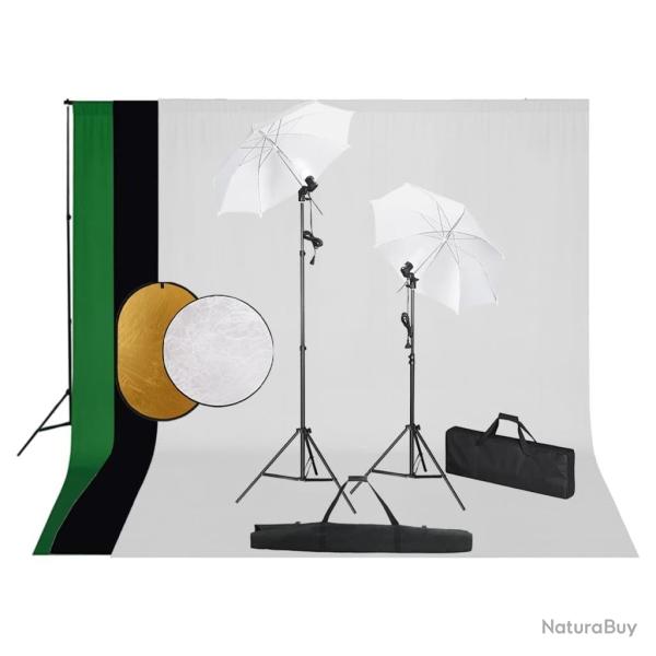 Kit de studio photo avec lampes toile de fond et r�flecteur
