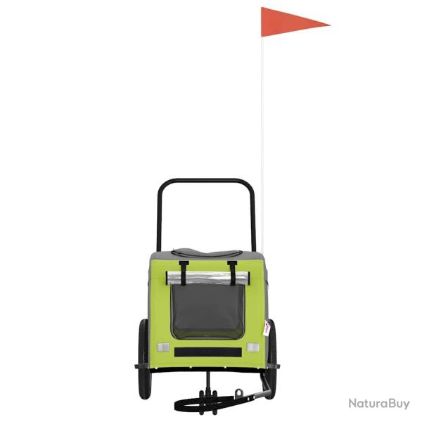 Remorque de v�lo pour animaux en vert et gris, en tissu Oxford et en fer