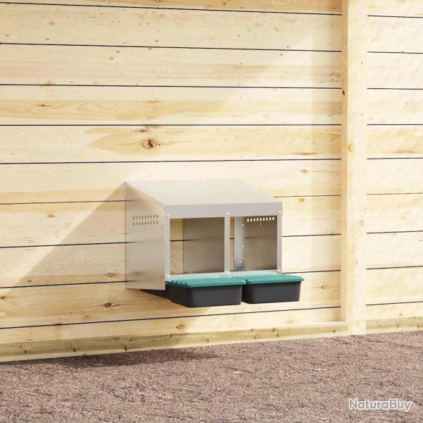 Nichoir � poules 2 compartiments, fixation murale, acier galvanis�