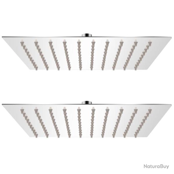 Pomme de douche plongeante 2 pcs Acier inoxydable 20x20 cm