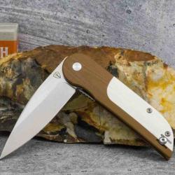 Couteau Finch Devil's Finger Claymore Lame Acier 14C28N Manche G10 Brown/White Liner Lock FKCDF020