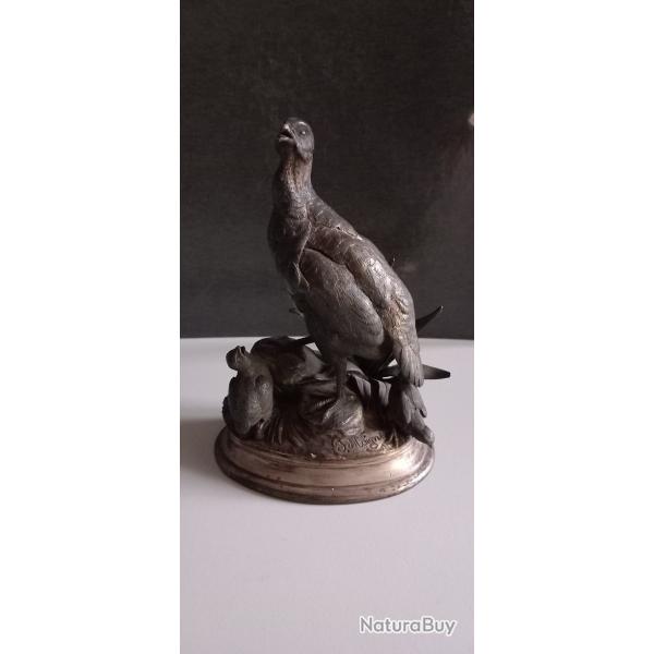 BRONZE CHASSE SIGNE JULES MOIGNIEZ - PERDRIX ET SES JEUNES