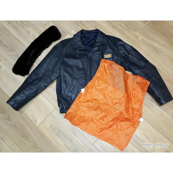 Blouson cuir neuf pilote / aviateur fran�ais type "PN" Personnel Navigant taille " M " ou 50