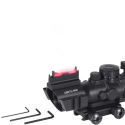 Lunette &agrave; Prisme 4x32 BDC SFP R&eacute;ticule Eclair&eacute; Rouge/Vert/Bleu Rail 20 mm Tactique Tir & Chasse Noir