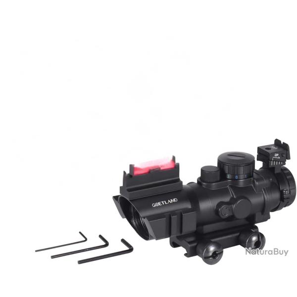 Lunette � Prisme 4x32 BDC SFP R�ticule Eclair� Rouge/Vert/Bleu Rail 20 mm Tactique Tir & Chasse Noir