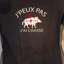 Tee shirt " je peux pas j'ai chasse" humoriste sanglier / viseur taille L