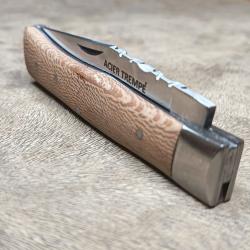 Couteau de poche style l'Alpin, manche en bois de platane