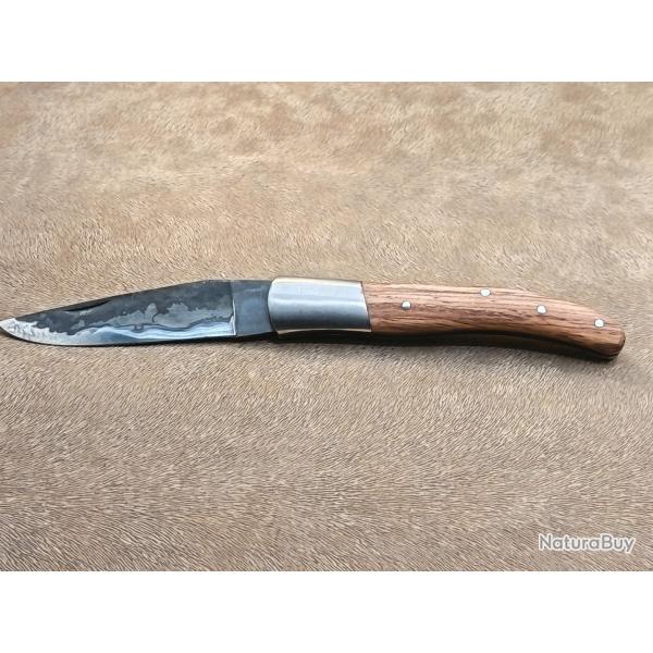 Couteau de poche pliant, lame brute de forge. 21,5 cm