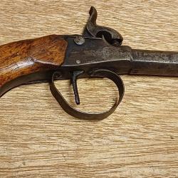 Ancien pistolet &agrave; coffre &agrave; percussion - XIX&egrave; si&egrave;cle