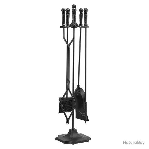 Set Kit Outils de Chemin�e - 5 pi�ces - Fer Forg� Haute Qualit� Tisonnier Pelle Cendre Feu