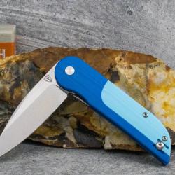 Couteau Finch Devil's Finger Blue Echo Lame Acier 14C28N Manche G10 Blue Liner Lock FKCDF021
