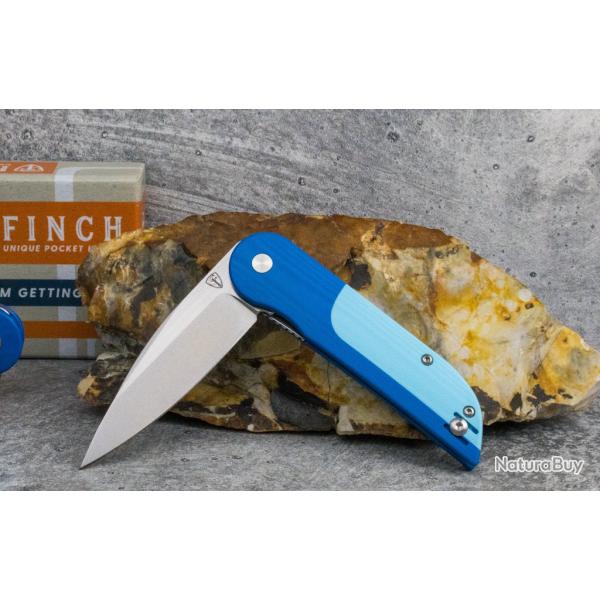 Couteau Finch Devil's Finger Blue Echo Lame Acier 14C28N Manche G10 Blue Liner Lock FKCDF021