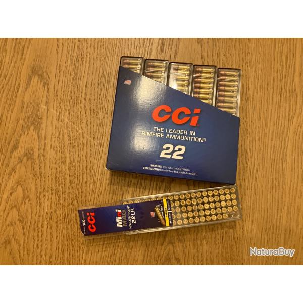Lot de 599 cartouches 22LR 36gr HP CCI Mini MAG Minimag haute v�locit� cuivr�