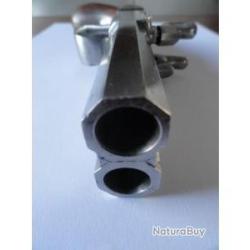 Gros pistolet double canon &agrave; percussion