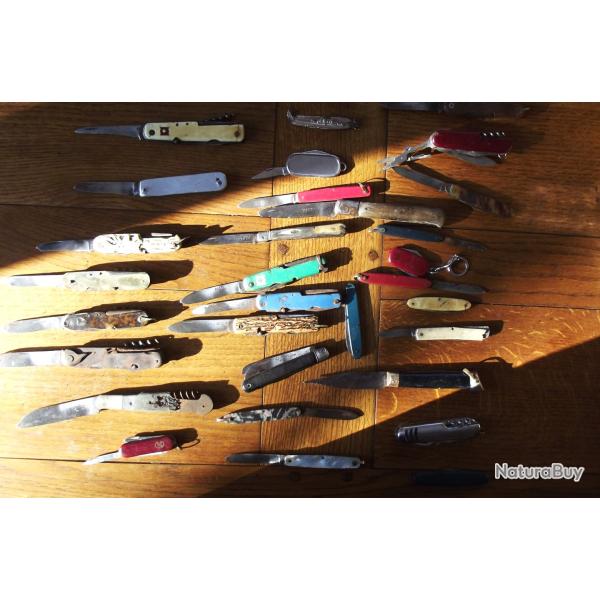 Lot de 31 ancien couteaux pliants
