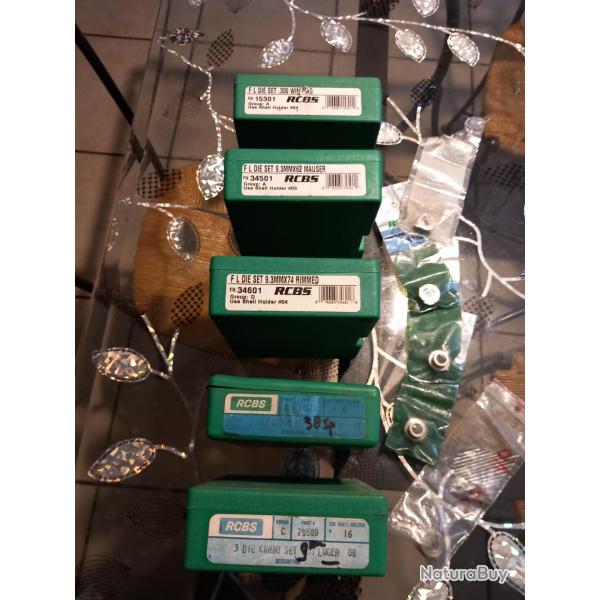 OUTILS RECHARGEMENT RCBS JAMAIS SERVI  9.3X74r ou 38sp/357 ou 9x19para avec SHELL HOLDER,port gratui