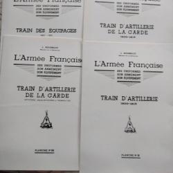 4 Planches Rousselot 1er empire Train des &eacute;quipages et d'artillerie