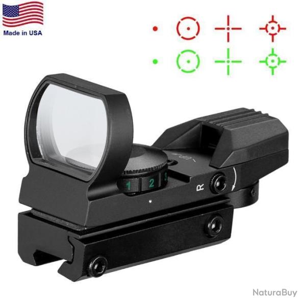 Lunette Viseur Holographique Point Rouge Vert 4 R�ticules Lumineux Chasse Airsoft