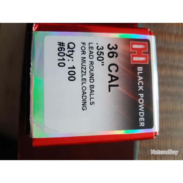 100 Balles Rondes HORNADY Cal 36.350