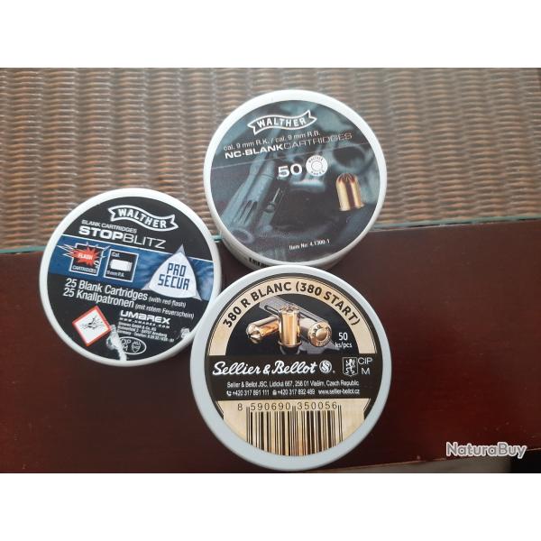 3 boites de Balles a blanc walther , sellier et bellot 9mm
