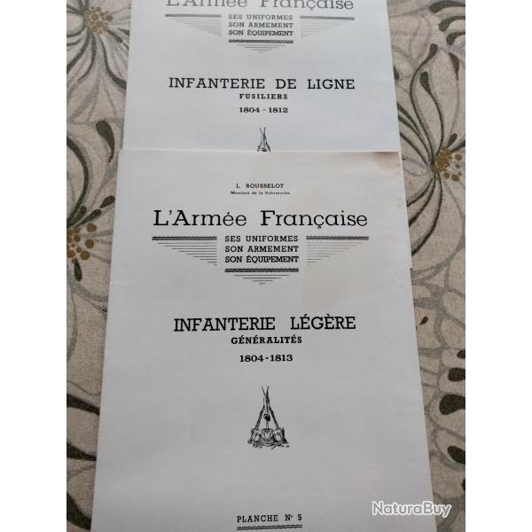 2 Planches Rousselot 1er empire infanterie de ligne et l�g�re