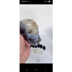 Cr&acirc;ne de cristal en G&eacute;ode d'agate, Symbole de Vie, d'&Eacute;veil, de Transformation, de Gu&eacute;rison