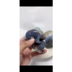 SculptureCr&acirc;ne de cristal en G&eacute;ode de Jaspe, Symbole de Vie, d?&Eacute;veil, de Transformation, de Gu&eacute;rison