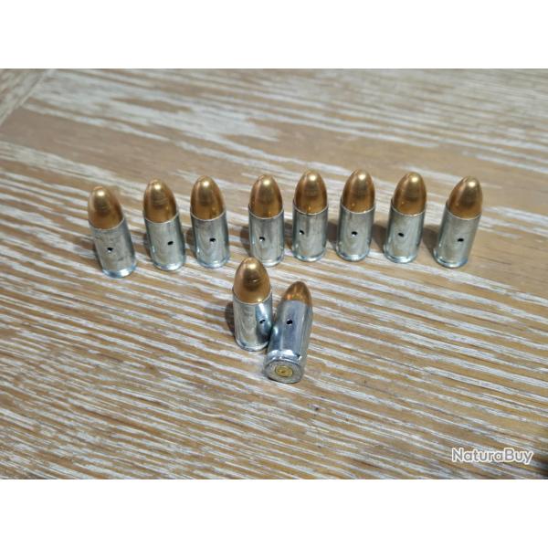 10 munitions de 9 mm Luger neutralis� pour pistolets CZ, colt, glock, s&w, sig sauer, canik, beretta