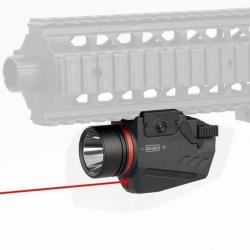 DESTOCKAGE Lampe &agrave; Led + Laser + Batterie - 3 Modes R&eacute;glable Hauteur D&eacute;rive Rail de 20mm Pistolet