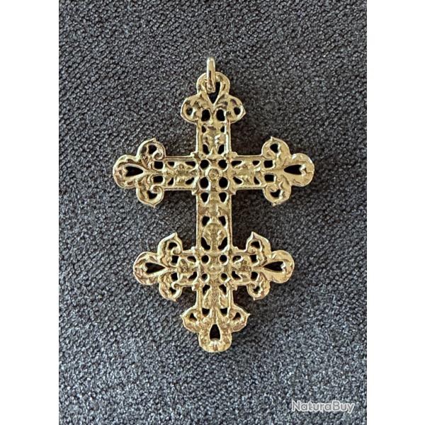 Imposant pendentif or massif 18 carats - croix de Lorraine