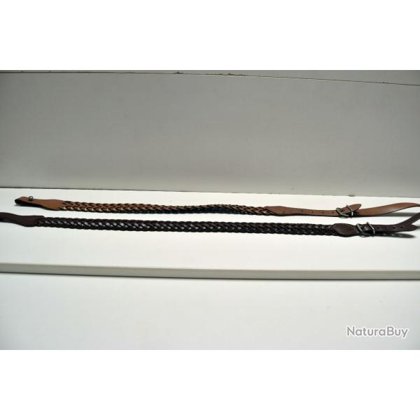 Lot n�2 de 2 bretelles en cuir tr�ss�