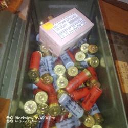 Lot cartouches cal 12 vrac+ caisse a munitions