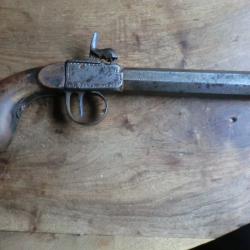 pistolet a coffre  broche a percussion napoleon III silex