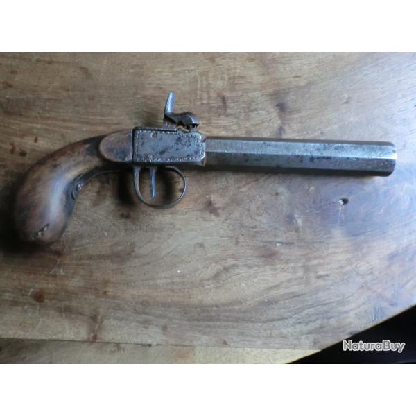 pistolet a coffre  broche a percussion napoleon III silex