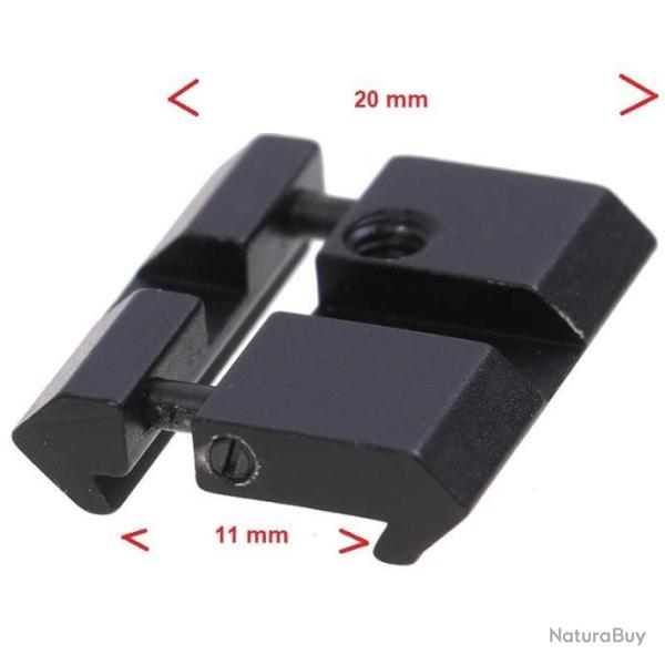 Adaptateur de Rail 11 mm en 20mm en Aluminium Lunette Viseur Fusil
