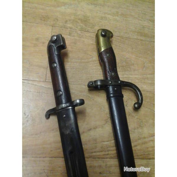 Baionnettes pour fusil gras et pour Mauser Suedois Carl Gustav.