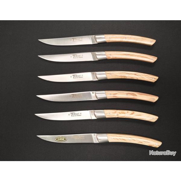 Couteaux � steak Le Thiers par Le Fid�le - Manche Ch�ne 6 pi�ces