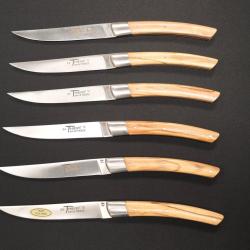 Couteaux &agrave; steak Le Thiers par Le Fid&egrave;le - Manche Olivier - 6 pi&egrave;ces