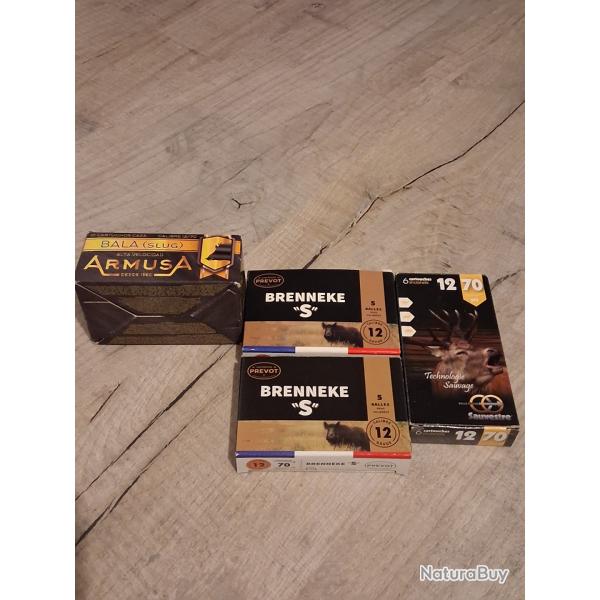 Lot cartouche a balle brenneke S, sauvestre. ARMUSA