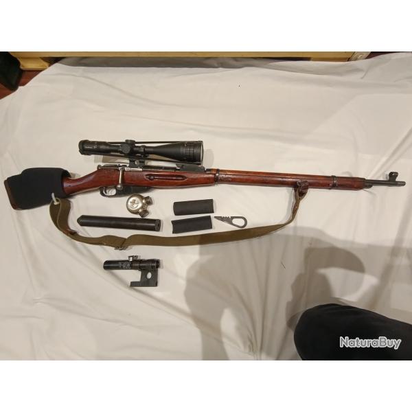 Mosin nagant 1891/30 sniper de 1943 avec lunette PU d origine calibre 7, 62x54R