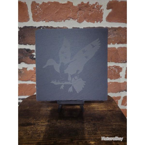 Dessous de plat en ardoise a Motif chasse a 20 x 20 cm